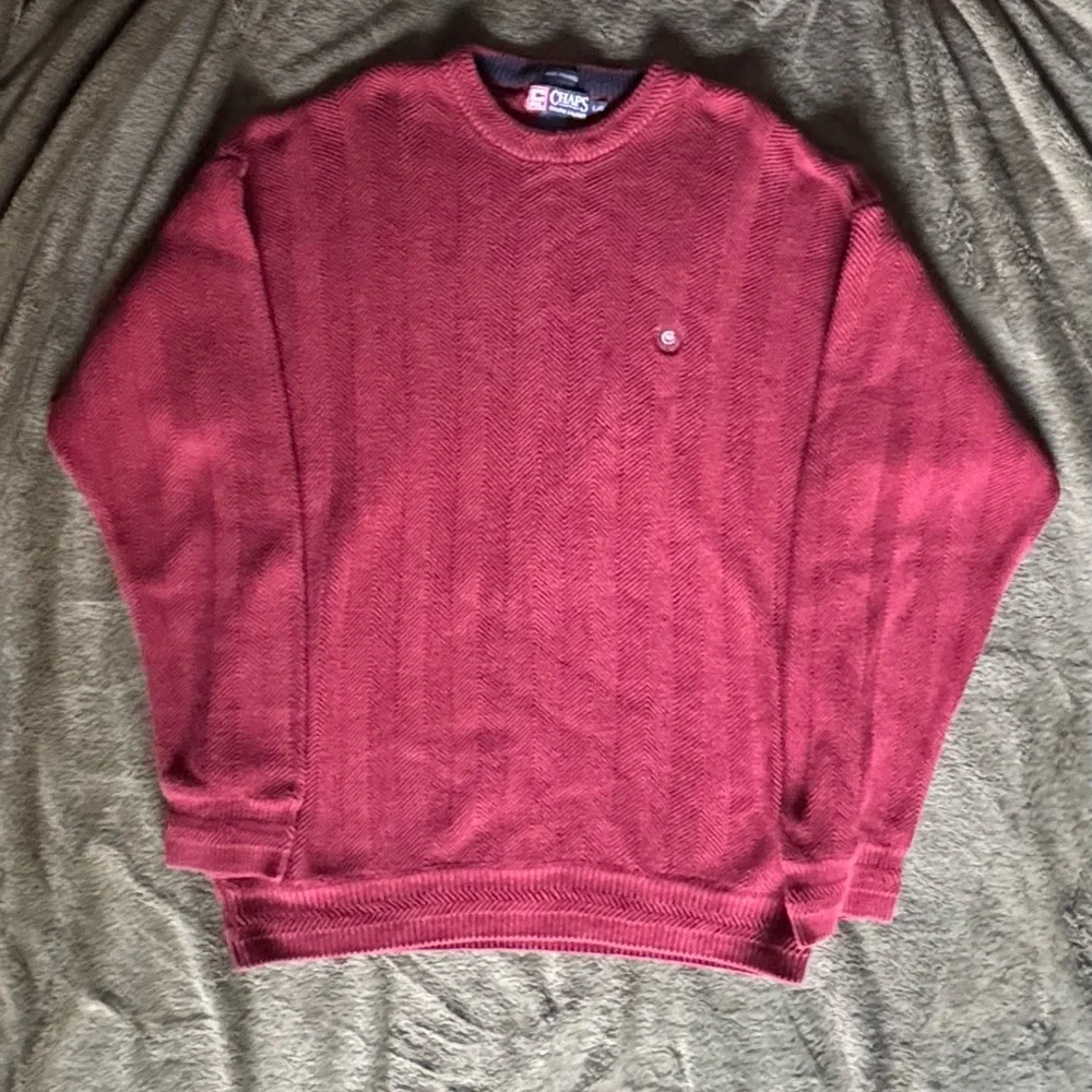 Chaps Ralph Lauren Sweater Men's L Knit Pullover Preppy Framed Textured Size L